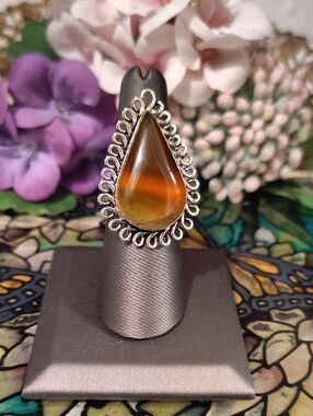 Carnelian Agate Gemstone 925 Ring - Size 6 3/4